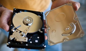 An opened hard disk